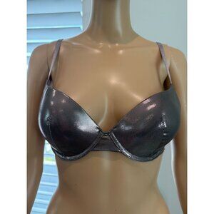 Danskin Women's Metallic Gunmetal Padded Underwire Bra, size 34C